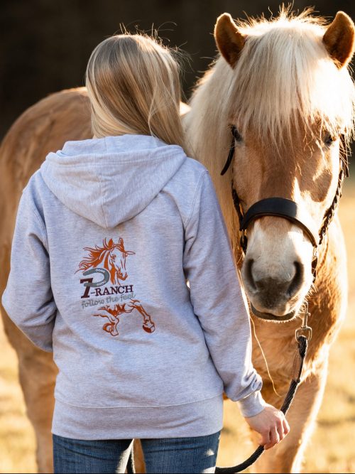 7P-Kollektion Hoodie Damen grau / Stickung braun-grau