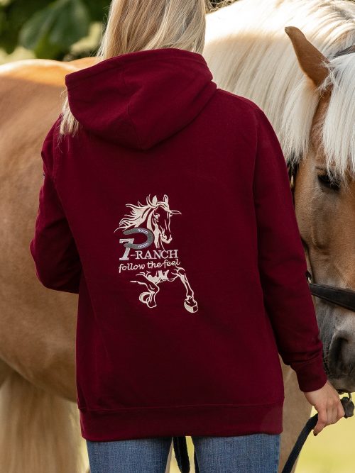 7P-Kollektion Hoodie Damen burgundy / Stickung beige-grau